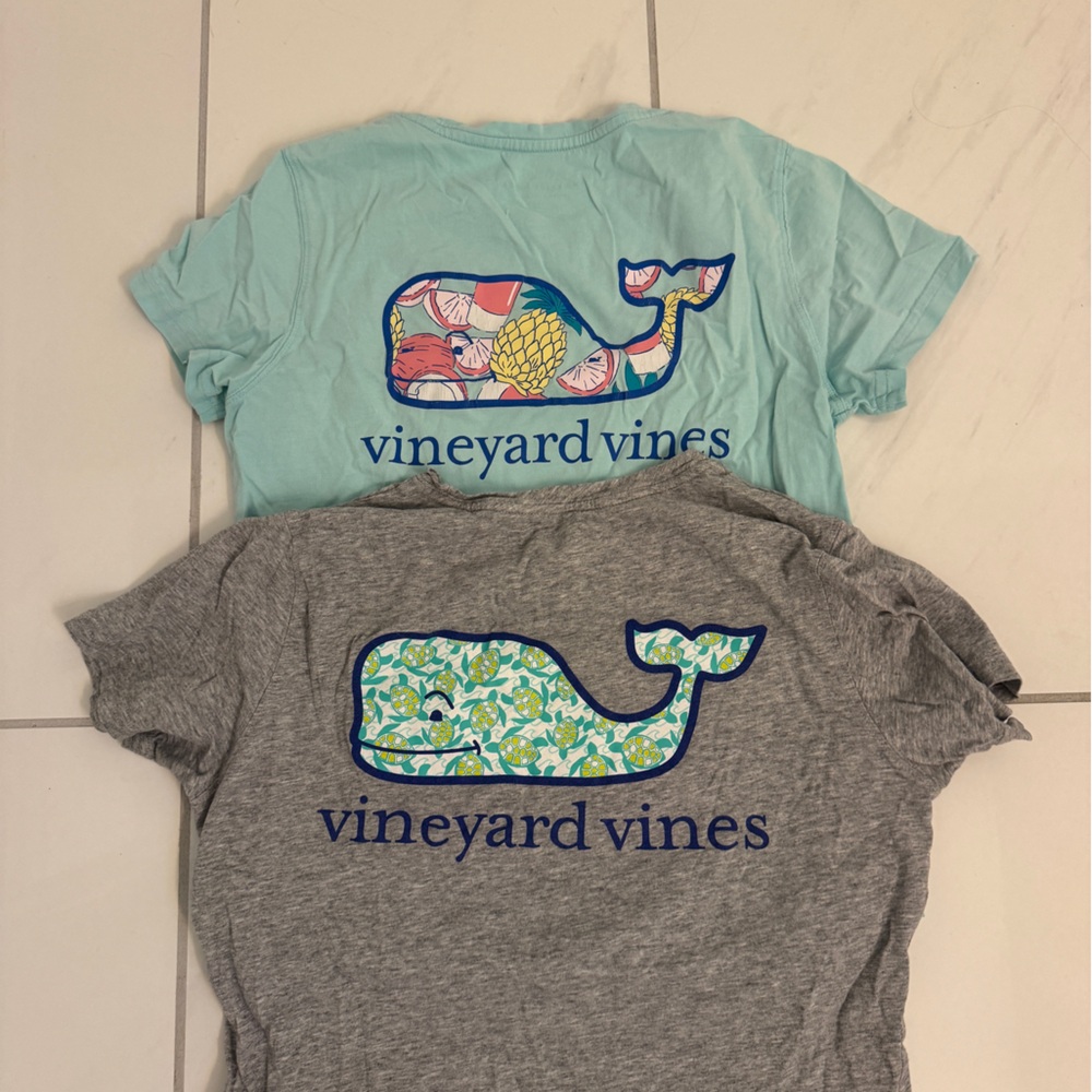 Vineyard Vines Tees - Turquoise and Gray with Whale Designs